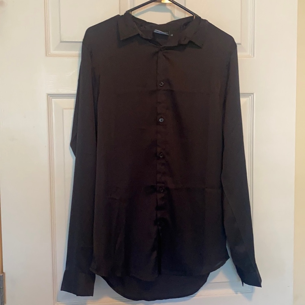 Black silk button up (small)